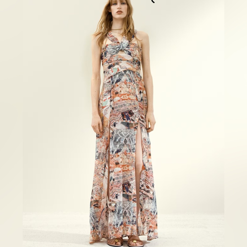 H&M studio Resort Capsule draped pattereo dress size S NEW SOLD OUT